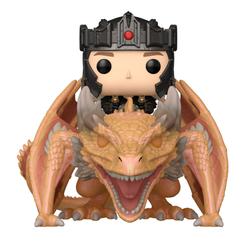 El fuego de la Casa Targaryen ilumina tu colección con la espectacular figura Pop! Rides de Aegon Targaryen montado en Sunfyre, una pieza de vinilo de unos 9 cm para el príncipe y 12 cm 